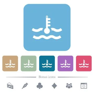 Critical temperature engine coolant flat icons on color rounded square backgr Stock Illustration