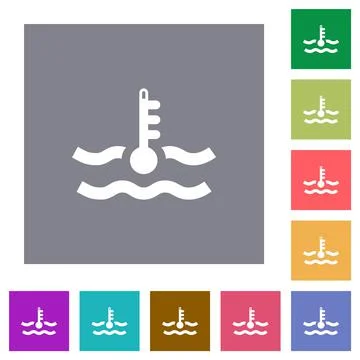 Critical temperature engine coolant square flat icons Stock Illustration