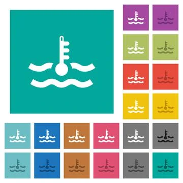 Critical temperature engine coolant square flat multi colored icons Stock Illustration
