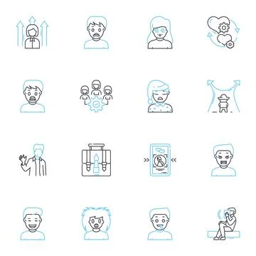 Critical thinking linear icons set. Analysis, Reasoning, Evaluation, Reflection Stock Illustration