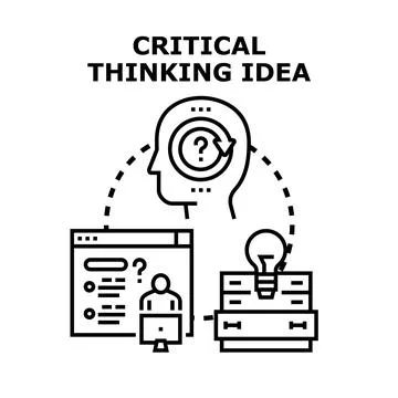 Critical thinking process developing new ideas Stock Illustration