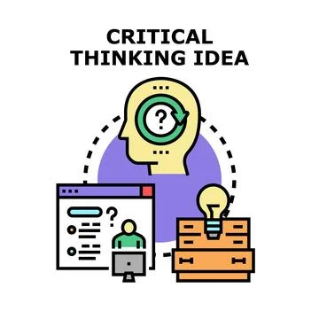Critical thinking process developing new ideas Stock Illustration