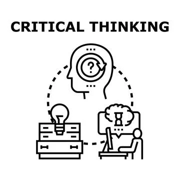 Critical thinking process generating new ideas and solutions Stock Illustration