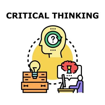 Critical thinking process generating new ideas and solutions Stock Illustration