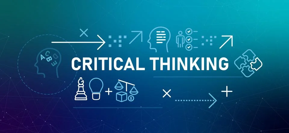Critical Thinking thought process conveys the mental discipline of Stock-Illustration