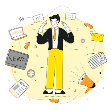 Critical thinking, Vector flat graphic design. News filter, Flat infographic. Stock Illustration