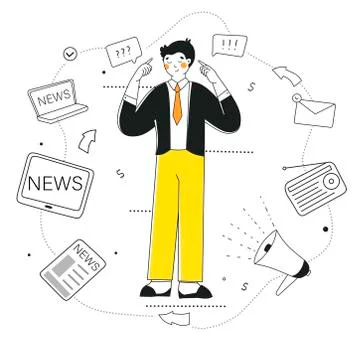 Critical thinking, Vector flat graphic design. News filter, Flat infographic. Stock Illustration