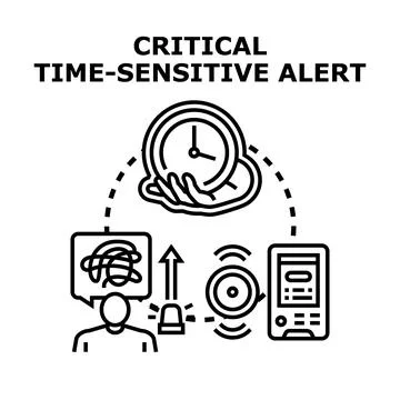 Critical time sensitive alert requiring urgent action Illustrazione stock