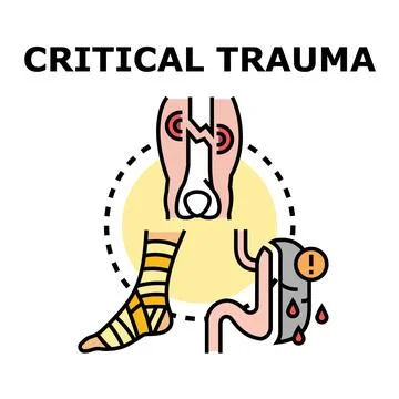 Critical trauma injuries presenting physical damage and emergency medical aid Stock Illustration
