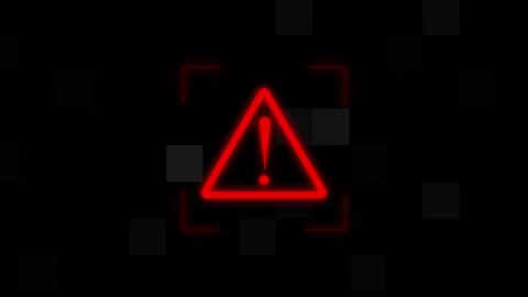 Critical warning triangle alerts computer operators to system errors. Bold .. Vídeos de archivo 337370446
