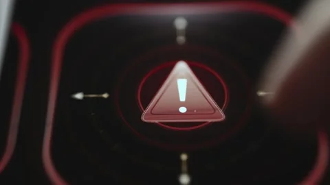 Critical Warning Triangle on Red Control Panel Stock Footage 340555872