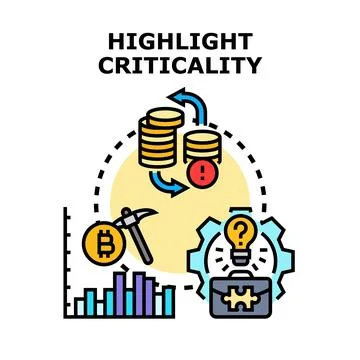 Criticality highlighting concept for cryptocurrency mining process Ilustración de archivo