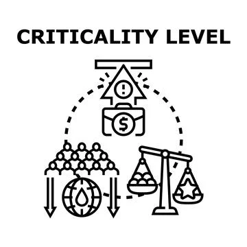 Criticality level evaluation illustrating risk assessment and impact 库存插图