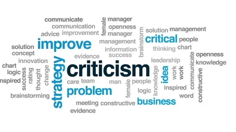 Criticism animated word cloud, text design animation. Stock Footage 78142891