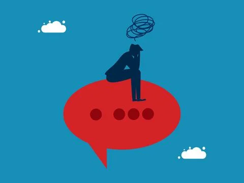 Criticism in solving problems. Businessman thinking on speech bubble Stock Illustration