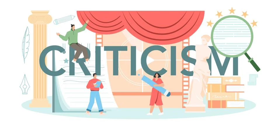 Criticism typographic header. Journalist making review and ranking piece Stock Illustration