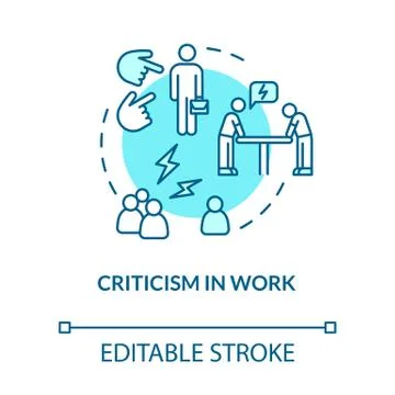 Criticism in work turquoise concept icon. Conflict with boss. Toxic situation Stock Illustration