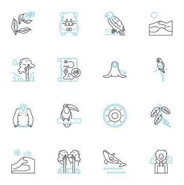 Critters linear icons set. Bugs, Insects, Rodents, Reptiles, Arachnids, Mammals Stock Illustration