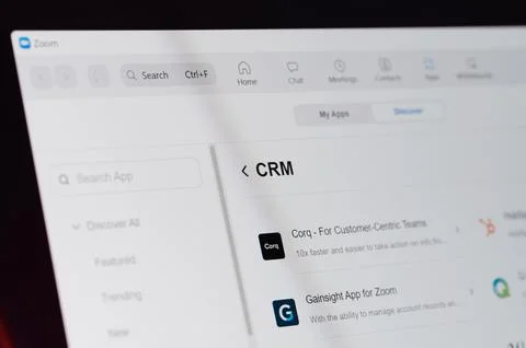 Crm addon for zoom app 스톡 사진
