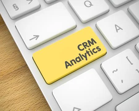 CRM Analytics - Message on Yellow Keyboard Key. 3D. Illustrazione stock