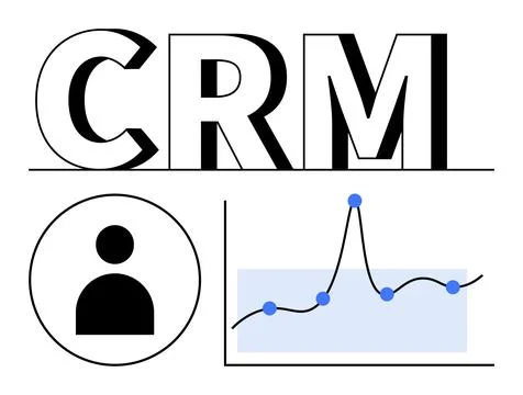 CRM and Data Analytics Integrating Customer Profiles with Performance Graph.. Illustrazione stock