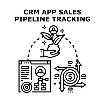Crm app sales pipeline tracking concept vector Stock Illustration