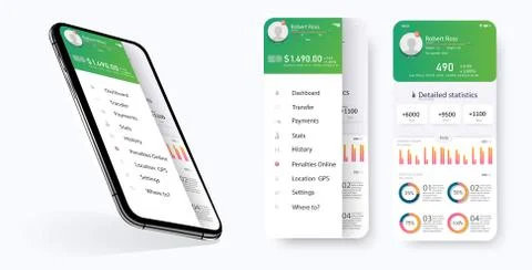 CRM application smartphone interface vector template. Mobile software page. C Stock Illustration