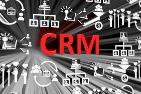 CRM concept blurred background 3d render illustration Stock Illustration