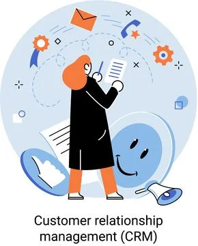 CRM concept. Customer Relationship Management. Organization of data on work with Stock Illustration