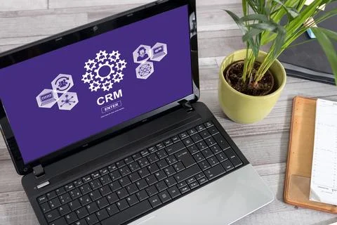 Crm concept on a laptop Stock Photos