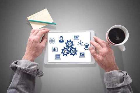 Crm concept on a tablet 스톡 사진