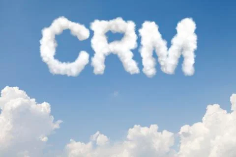 Crm concept text in clouds Stock Photos