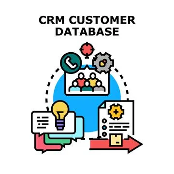 Crm customer database managing and optimizing business processes Stock Illustration