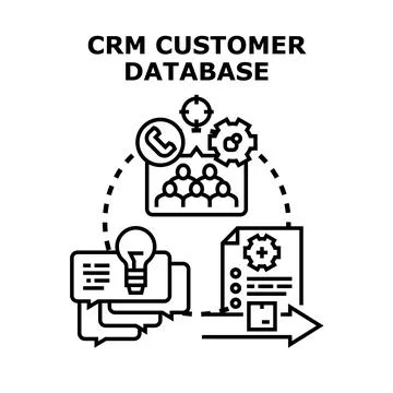 Crm customer database managing and optimizing business processes Stock Illustration