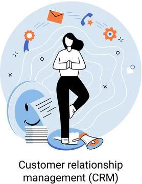 CRM. Customer Relationship Management. Application software for customer service Stock Illustration
