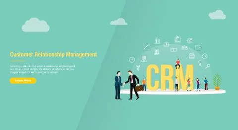 Crm customer relationship management concept for website template banner or l Stock Illustration