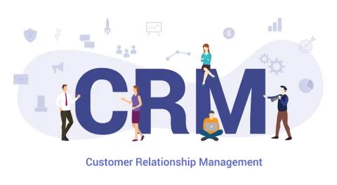 Crm customer relationship management concept with big word or text and team p Stock-Illustration