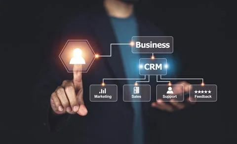 CRM Customer Relationship Management concept, Businessman using CRM softwar.. Stock Photos