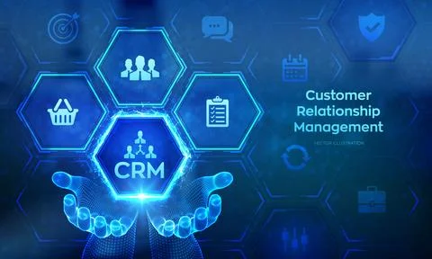 CRM. Customer Relationship Management. Customer service and relationship. Ent Stock Illustration
