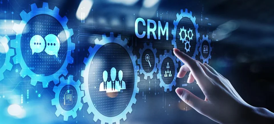 CRM Customer relationship management software system business technology conc Stock Photos