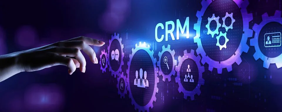 CRM Customer relationship management software system business technology conc Stock Photos