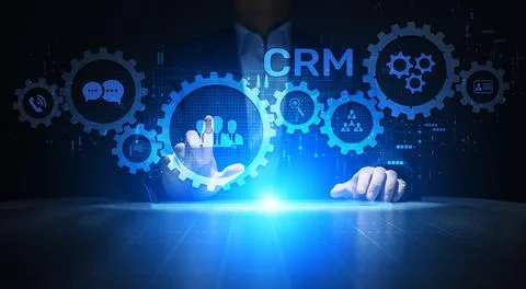 CRM Customer relationship management software system business technology conc Stock Photos
