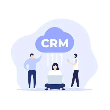 CRM, customer relationship management vector illustration with people Stock Illustration