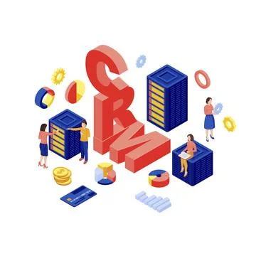 CRM database isometric vector illustration Stock Illustration