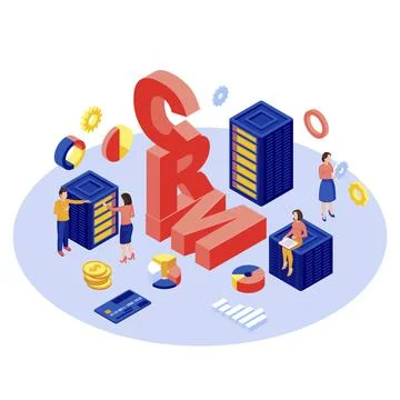 CRM database, server isometric vector illustration Stock Illustration