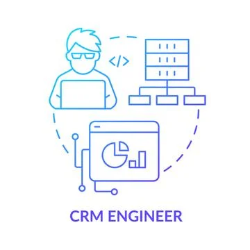 CRM engineer blue gradient concept icon Illustrazione stock