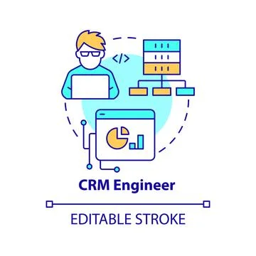 CRM engineer concept icon Stock Illustration