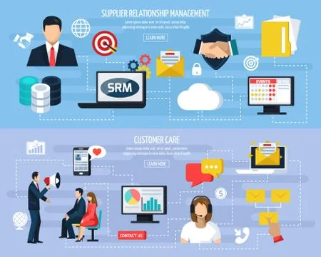 CRM Flat Banners Stock Illustration