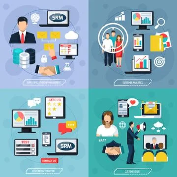 CRM Flat Design Concept Stock Illustration