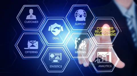 CRM Hexagonal Touch Screen Concept Illustrazione stock